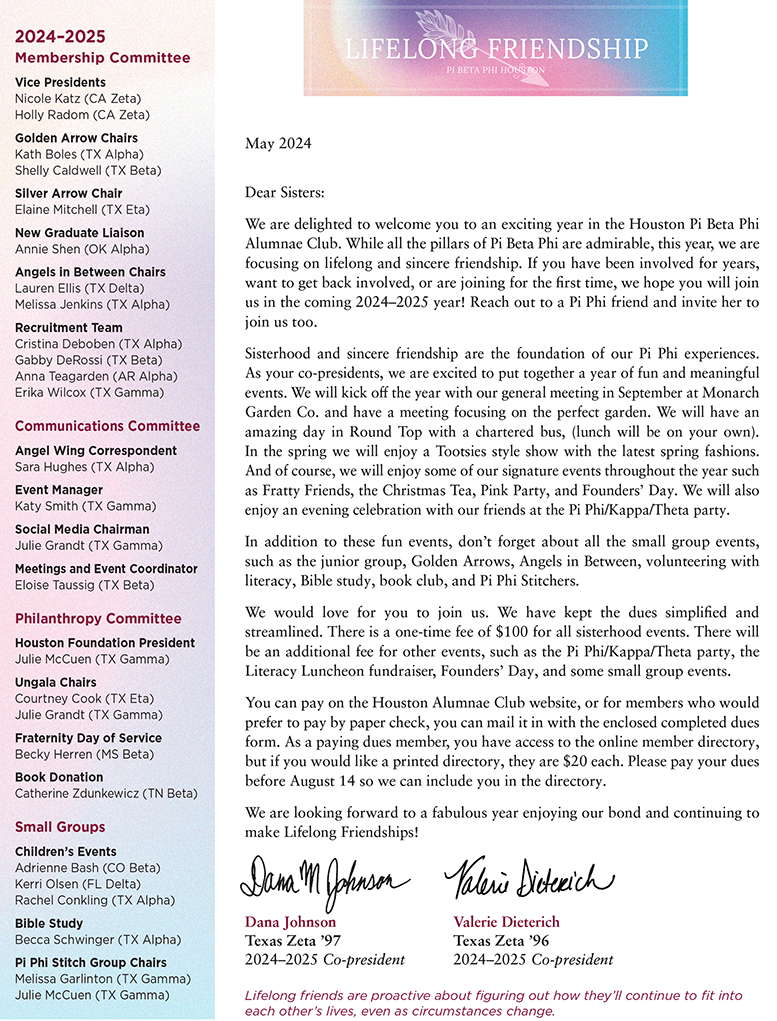 Letter to members.
